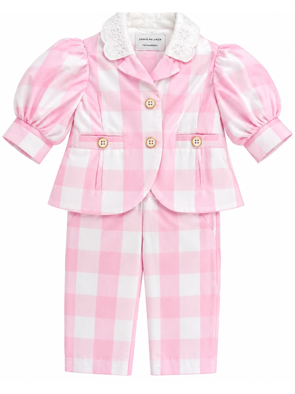 Janie and Jack Pink and White Gingham Pant set